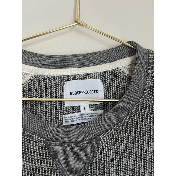NORSE PROJECTS Men's Tristian Brushed Basket Sweater in Black/Ivory Size LARGE - Picture 5 of 7